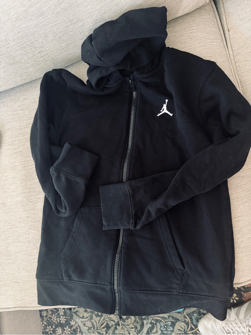 Jordan Black Full-Zip Hoodie with White Jumpman